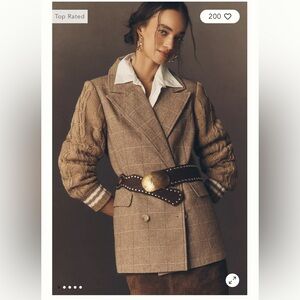 Avec Les Filles Sweater Mix
Wool Blend Plaid Blazer XS Anthropology